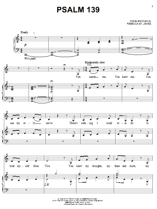 Rebecca St. James Psalm 139 Sheet Music Notes & Chords for Piano, Vocal & Guitar (Right-Hand Melody) - Download or Print PDF