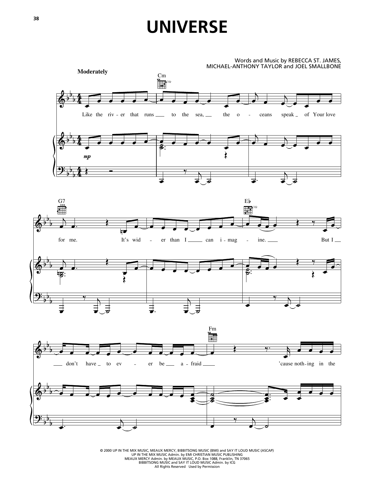 Rebecca St. James Universe Sheet Music Notes & Chords for Piano, Vocal & Guitar Chords (Right-Hand Melody) - Download or Print PDF