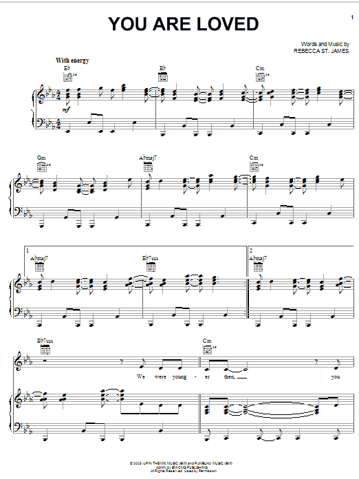 Rebecca St. James You Are Loved Sheet Music Notes & Chords for Piano, Vocal & Guitar (Right-Hand Melody) - Download or Print PDF Rebecca St. James You Are Loved Sheet Music Notes & Chords for Piano, Vocal & Guitar (Right-Hand Melody) - Download or Print PDF