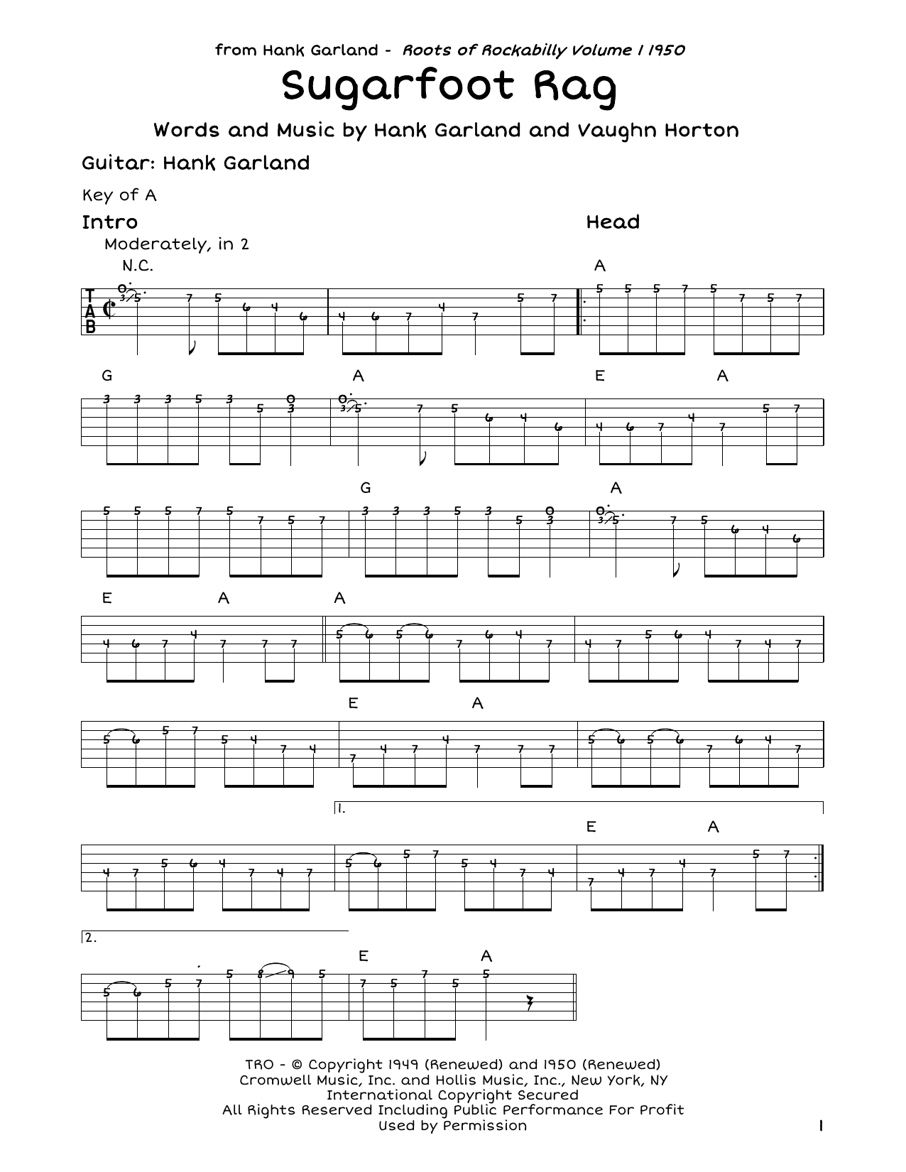 Red Foley Sugarfoot Rag Sheet Music Notes & Chords for Guitar Tab - Download or Print PDF