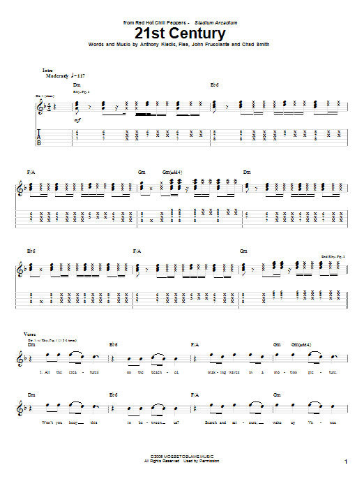 Red Hot Chili Peppers 21st Century Sheet Music Notes & Chords for Bass Guitar Tab - Download or Print PDF
