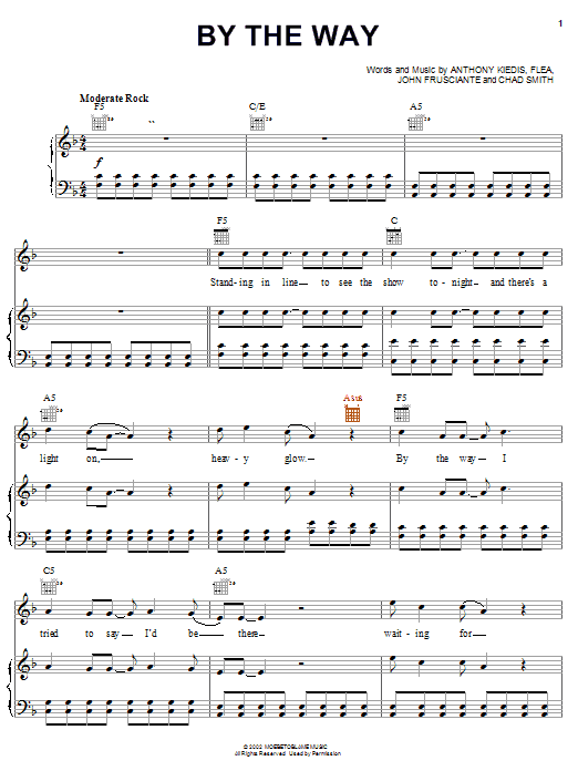 Red Hot Chili Peppers By The Way Sheet Music Notes & Chords for Easy Guitar - Download or Print PDF