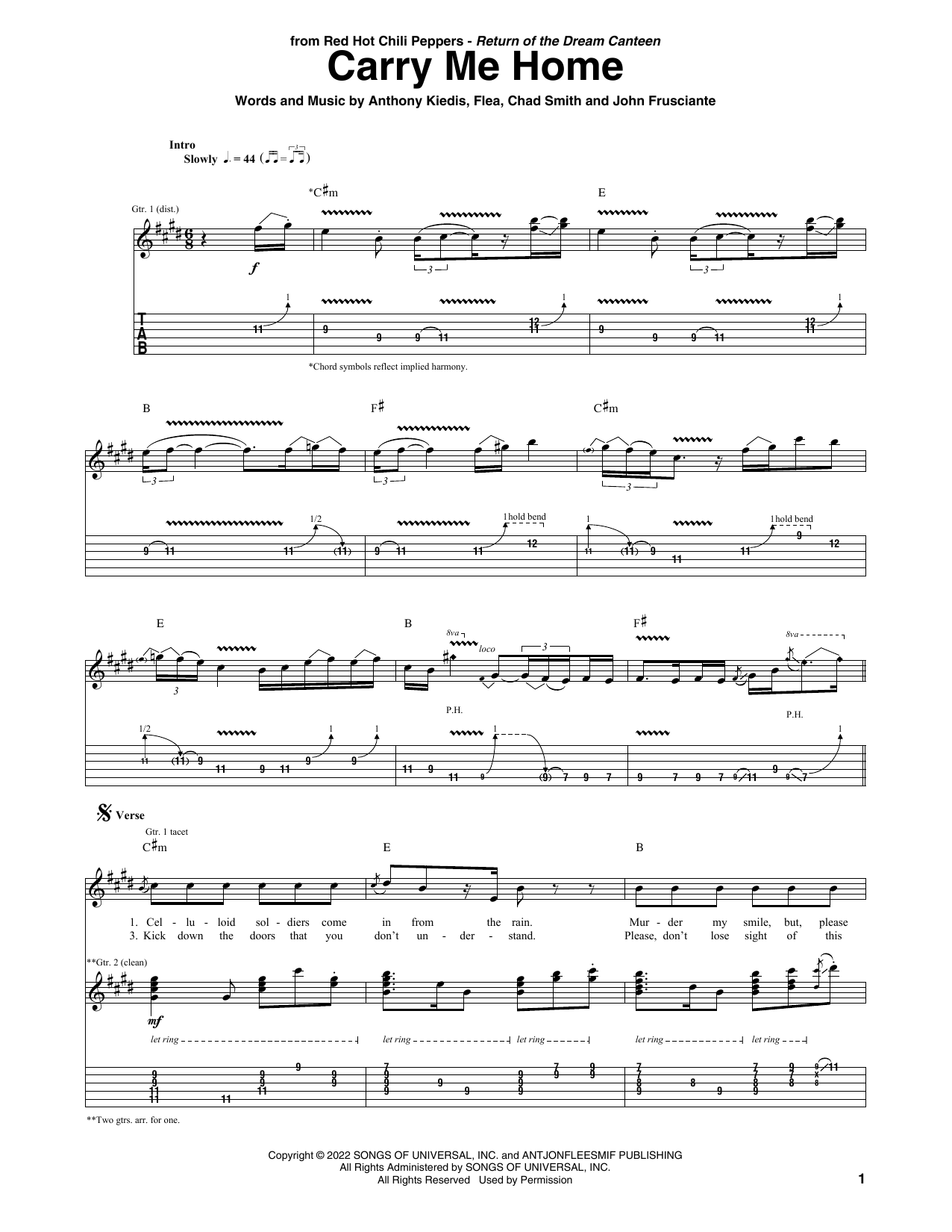 Red Hot Chili Peppers Carry Me Home Sheet Music Notes & Chords for Guitar Tab - Download or Print PDF Red Hot Chili Peppers Carry Me Home Sheet Music Notes & Chords for Guitar Tab - Download or Print PDF