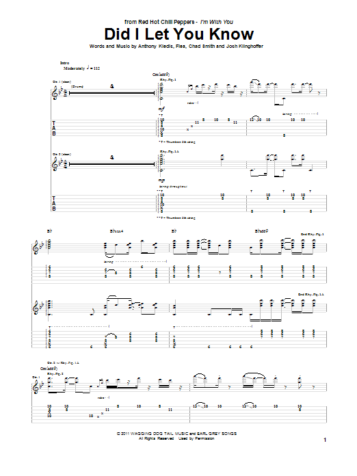 Red Hot Chili Peppers Did I Let You Know Sheet Music Notes & Chords for Drums Transcription - Download or Print PDF