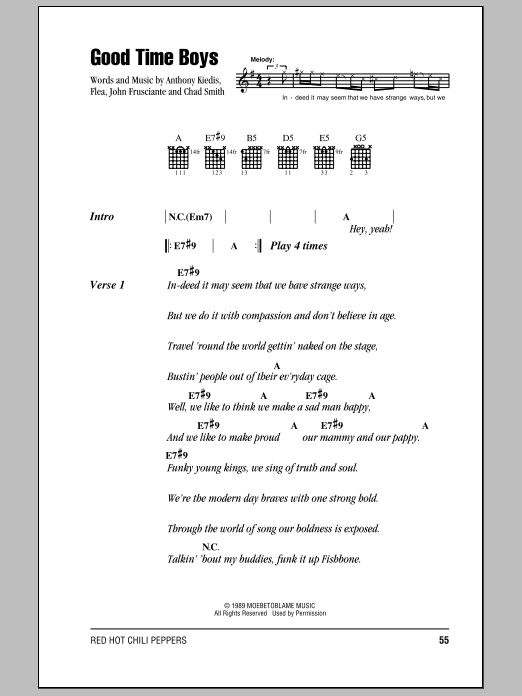 Red Hot Chili Peppers Good Time Boys Sheet Music Notes & Chords for Drums Transcription - Download or Print PDF