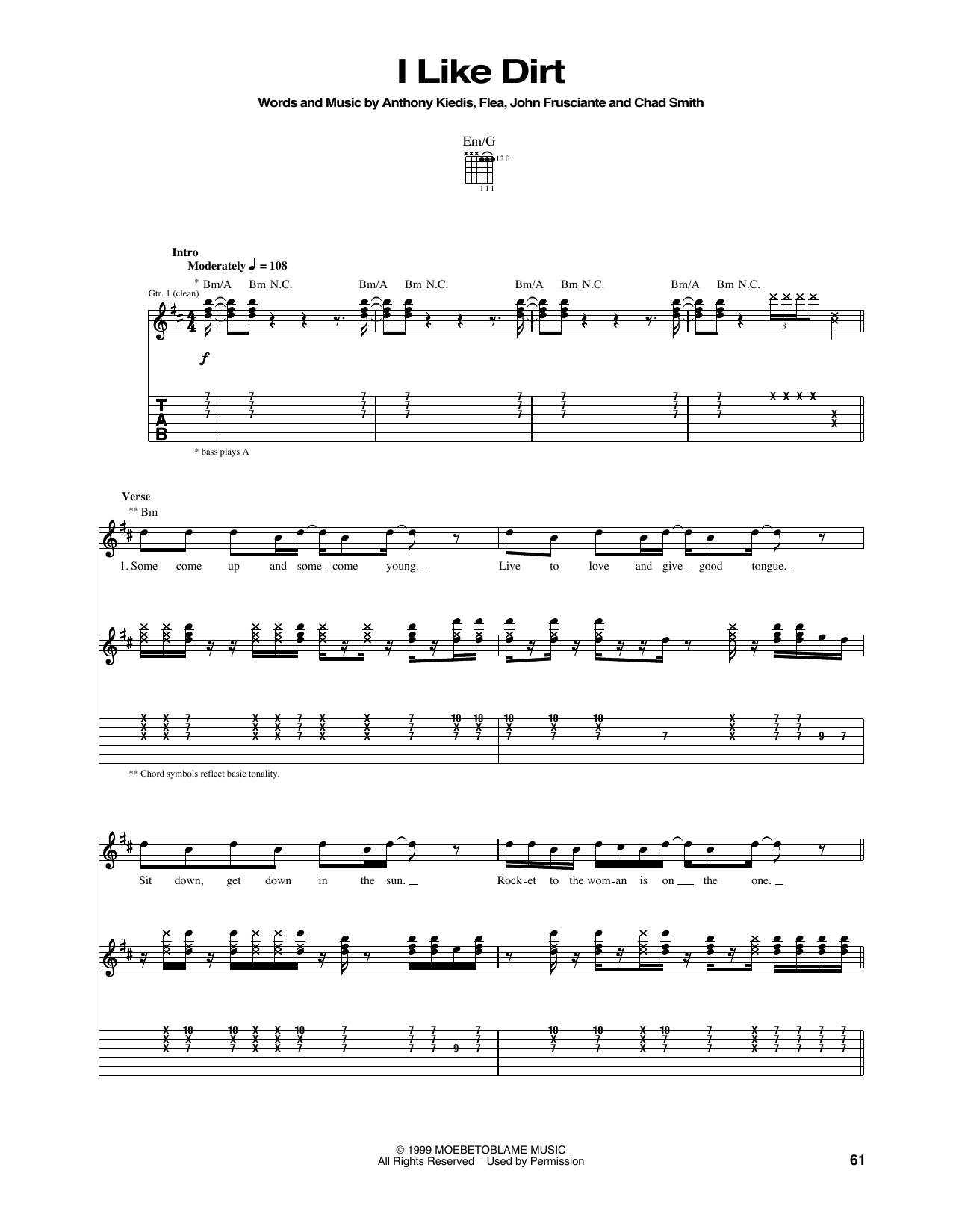 Red Hot Chili Peppers I Like Dirt Sheet Music Notes & Chords for Bass Guitar Tab - Download or Print PDF