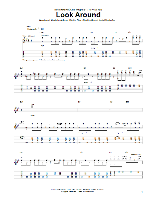 Red Hot Chili Peppers Look Around Sheet Music Notes & Chords for Bass Guitar Tab - Download or Print PDF