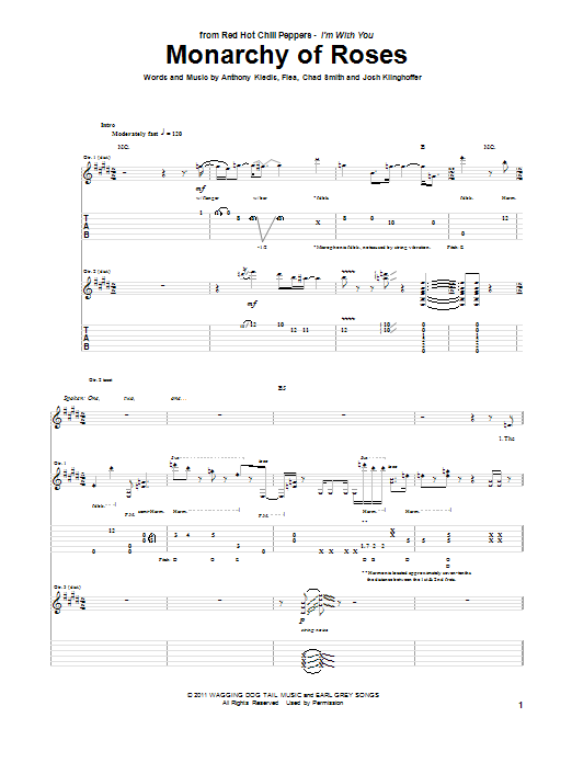 Red Hot Chili Peppers Monarchy Of Roses Sheet Music Notes & Chords for Drums Transcription - Download or Print PDF