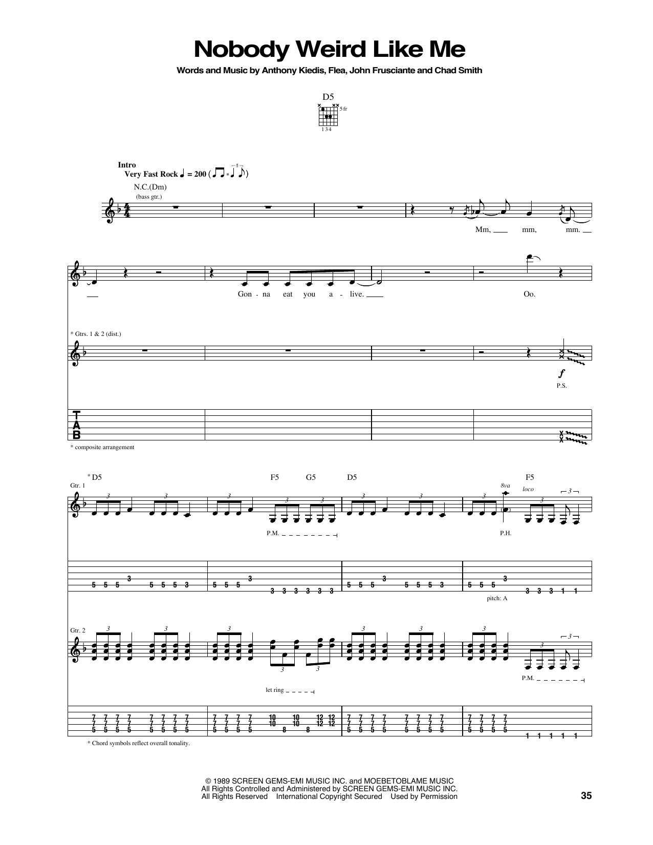 Red Hot Chili Peppers Nobody Weird Like Me Sheet Music Notes & Chords for Drums Transcription - Download or Print PDF