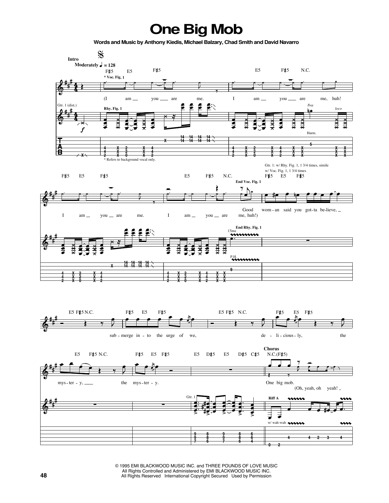 Red Hot Chili Peppers One Big Mob Sheet Music Notes & Chords for Guitar Tab - Download or Print PDF