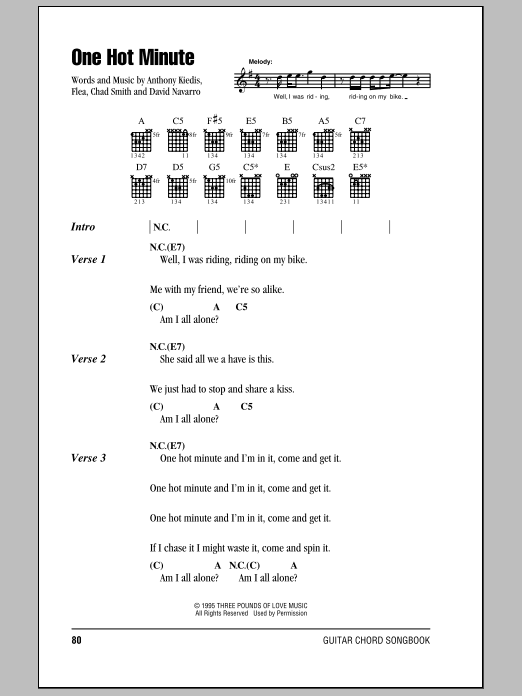 Red Hot Chili Peppers One Hot Minute Sheet Music Notes & Chords for Guitar Tab - Download or Print PDF