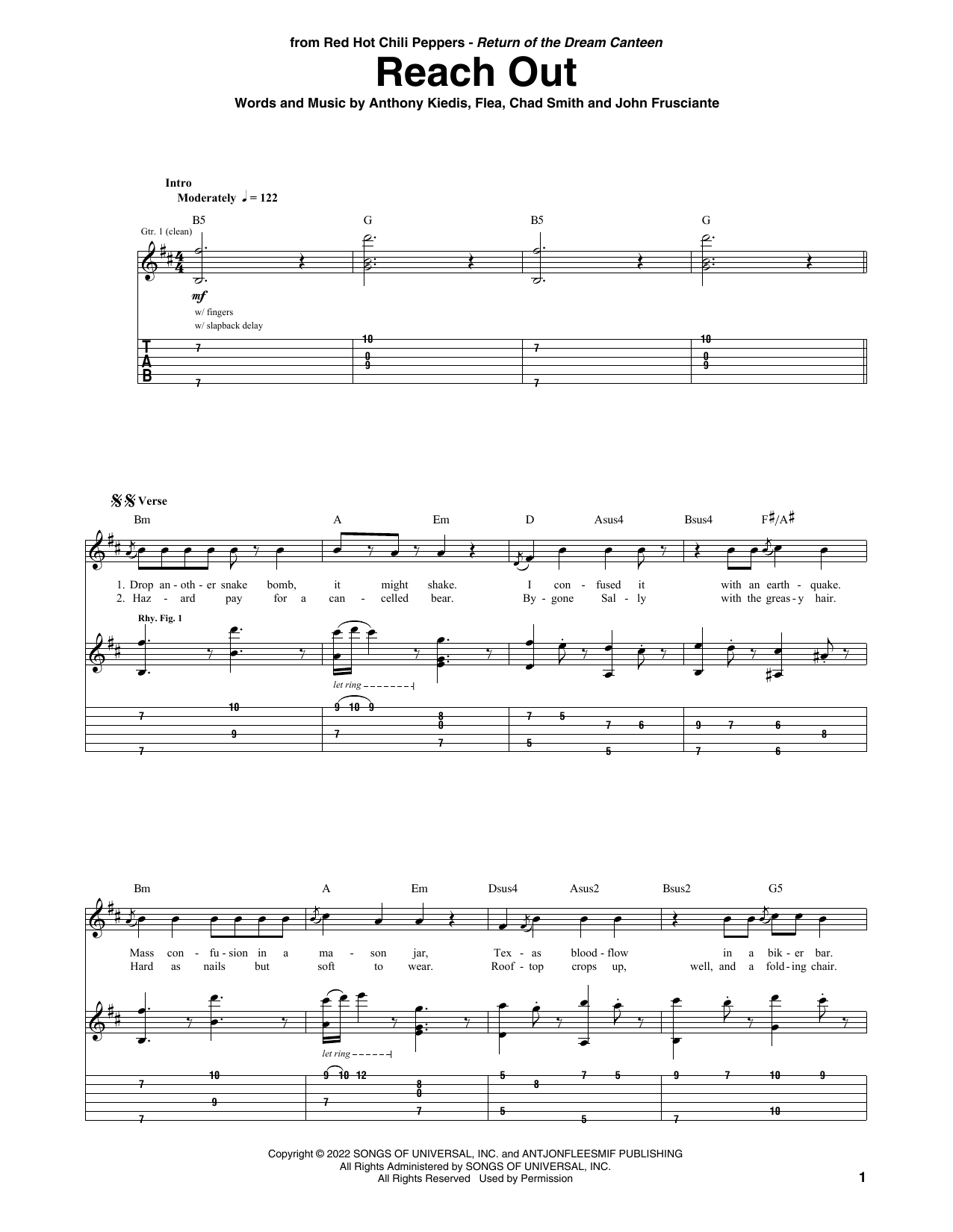 Red Hot Chili Peppers Reach Out Sheet Music Notes & Chords for Guitar Tab - Download or Print PDF Red Hot Chili Peppers Reach Out Sheet Music Notes & Chords for Guitar Tab - Download or Print PDF