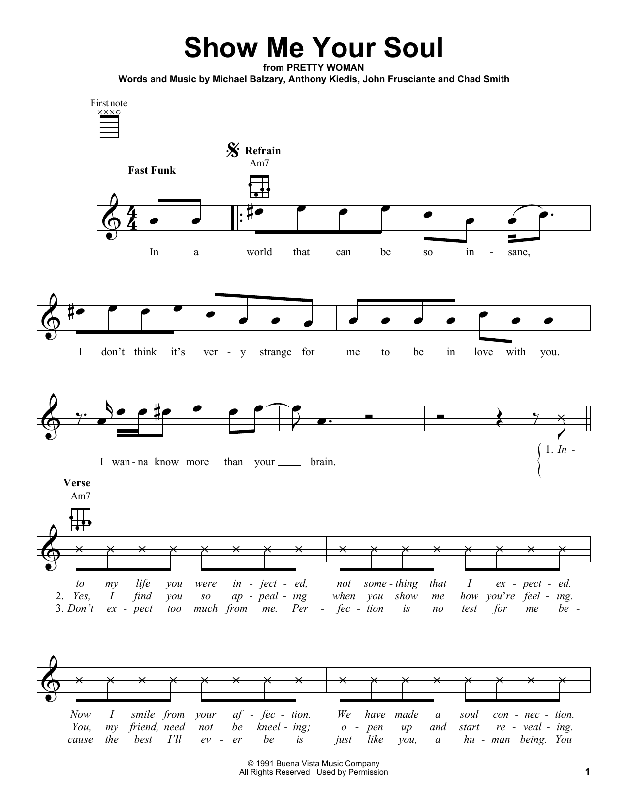 Red Hot Chili Peppers Show Me Your Soul Sheet Music Notes & Chords for Ukulele - Download or Print PDF