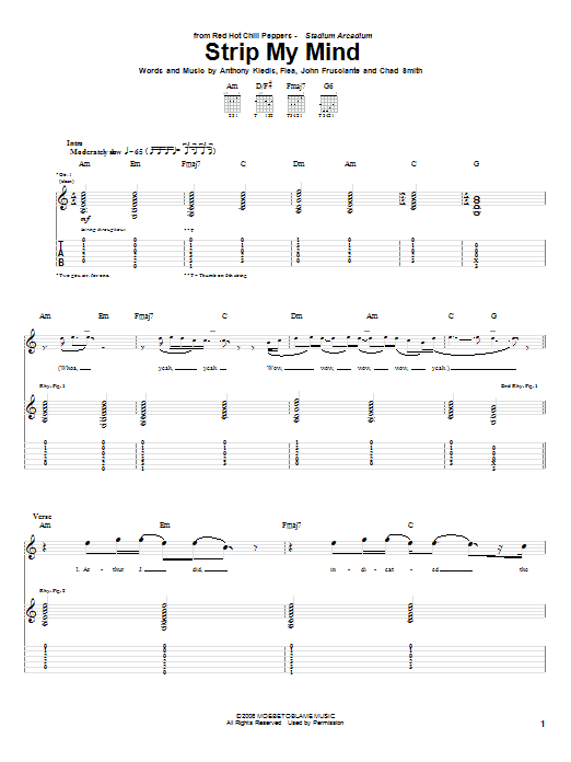 Red Hot Chili Peppers Strip My Mind Sheet Music Notes & Chords for Guitar Tab - Download or Print PDF