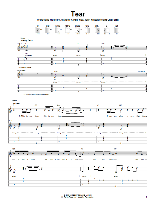 Red Hot Chili Peppers Tear Sheet Music Notes & Chords for Bass Guitar Tab - Download or Print PDF