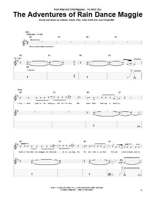 Red Hot Chili Peppers The Adventures Of Rain Dance Maggie Sheet Music Notes & Chords for Guitar Tab - Download or Print PDF