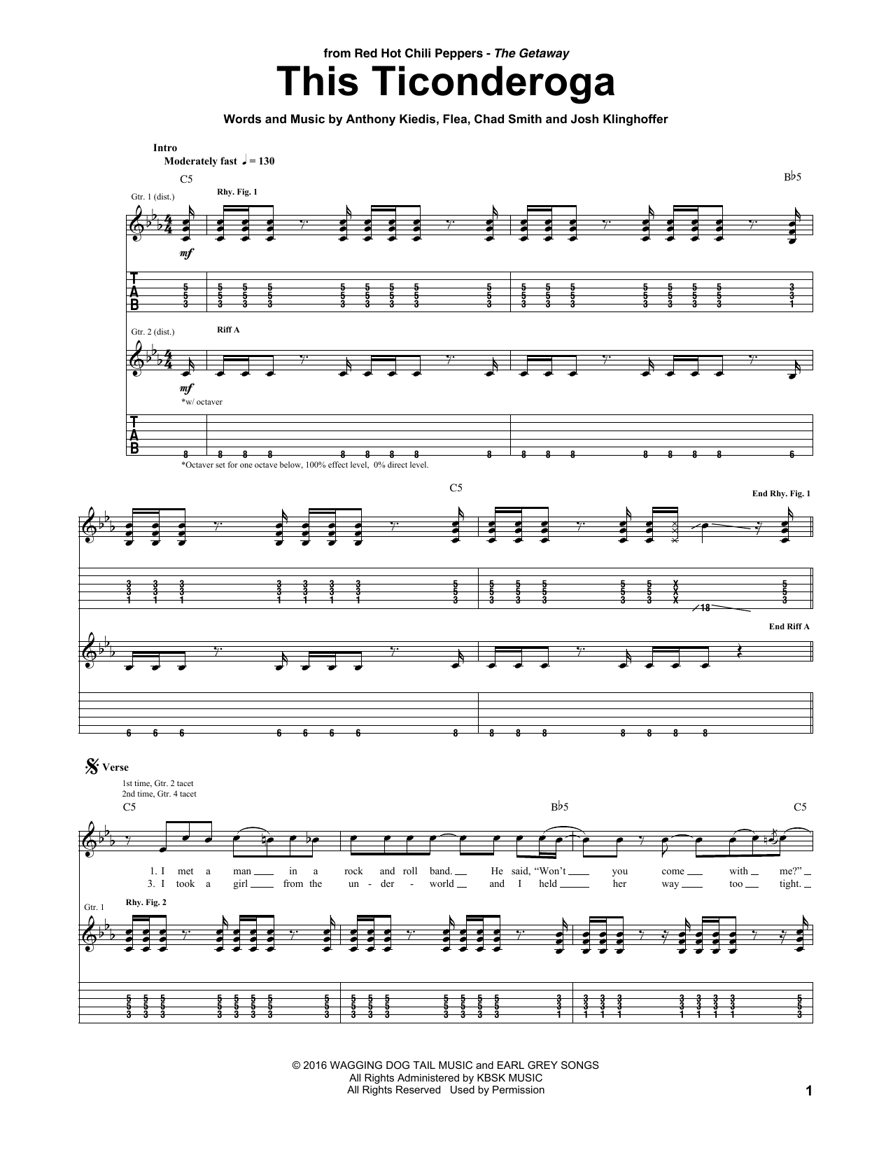 Red Hot Chili Peppers This Ticonderoga Sheet Music Notes & Chords for Guitar Tab - Download or Print PDF