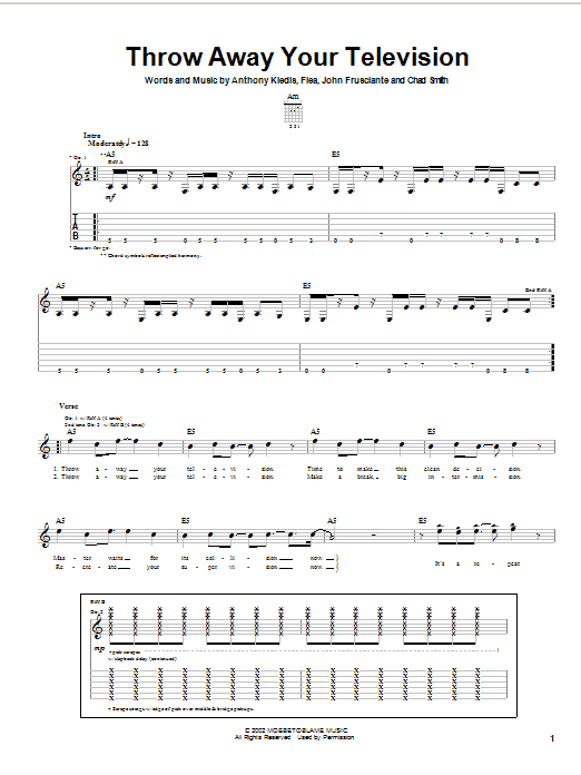 Red Hot Chili Peppers Throw Away Your Television Sheet Music Notes & Chords for Drums Transcription - Download or Print PDF