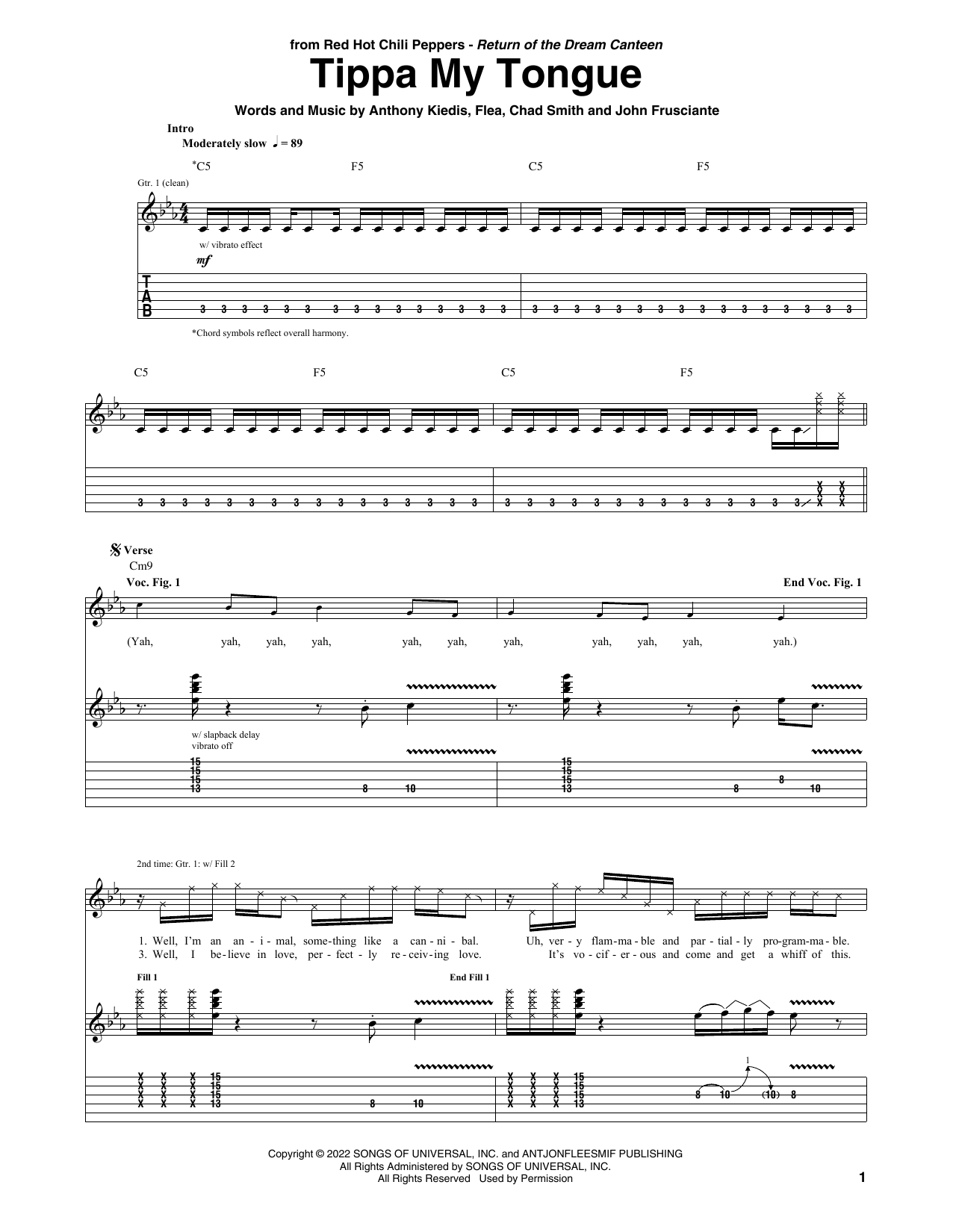 Red Hot Chili Peppers Tippa My Tongue Sheet Music Notes & Chords for Guitar Tab - Download or Print PDF