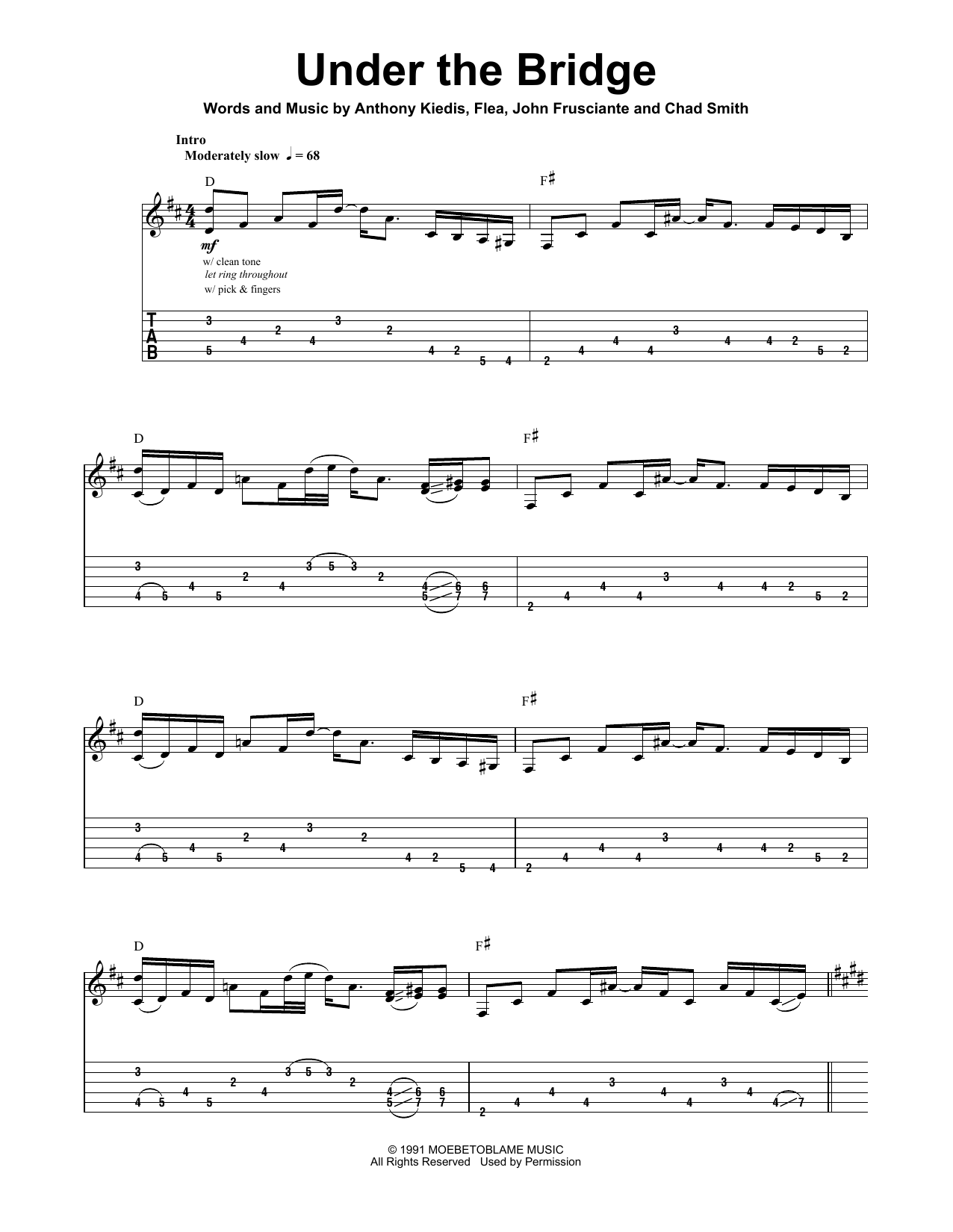 Red Hot Chili Peppers Under The Bridge Sheet Music Notes & Chords for Drums Transcription - Download or Print PDF