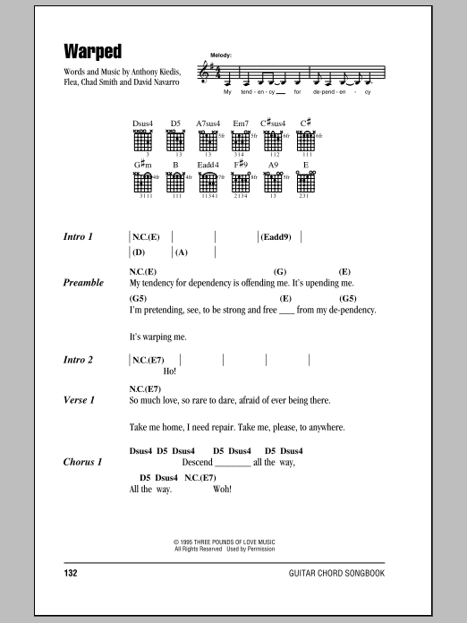 Red Hot Chili Peppers Warped Sheet Music Notes & Chords for Guitar Tab - Download or Print PDF