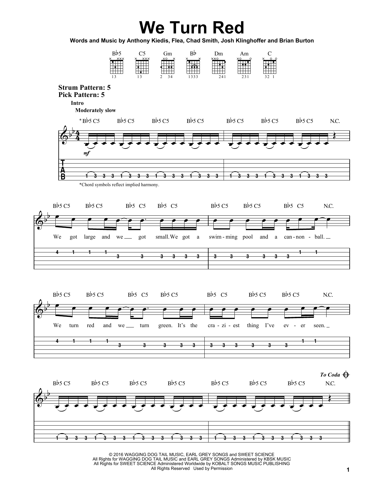 Red Hot Chili Peppers We Turn Red Sheet Music Notes & Chords for Guitar Tab - Download or Print PDF