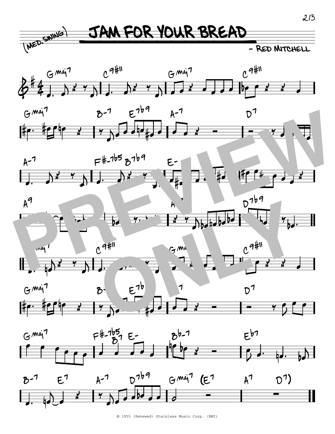 Red Mitchell Jam For Your Bread Sheet Music Notes & Chords for Real Book – Melody & Chords - Download or Print PDF