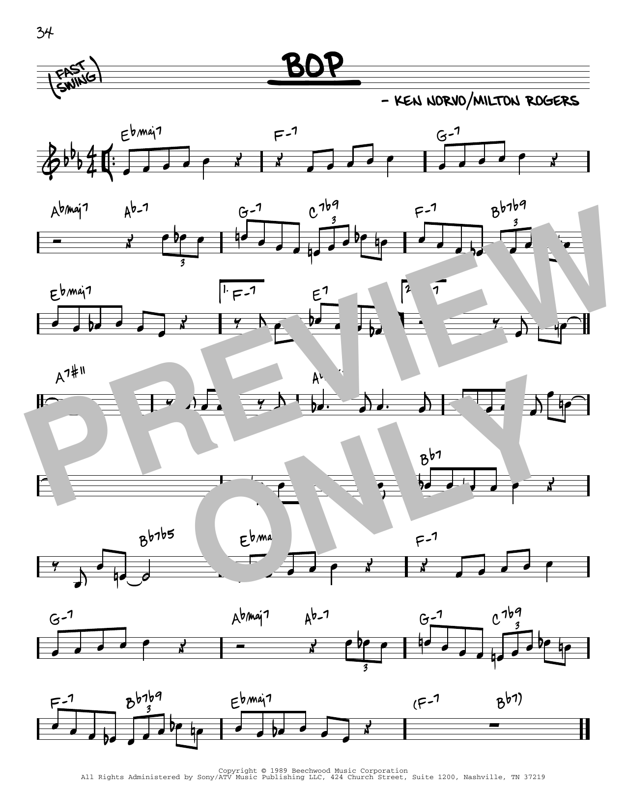 Red Norvo Bop Sheet Music Notes & Chords for Real Book – Melody & Chords - Download or Print PDF