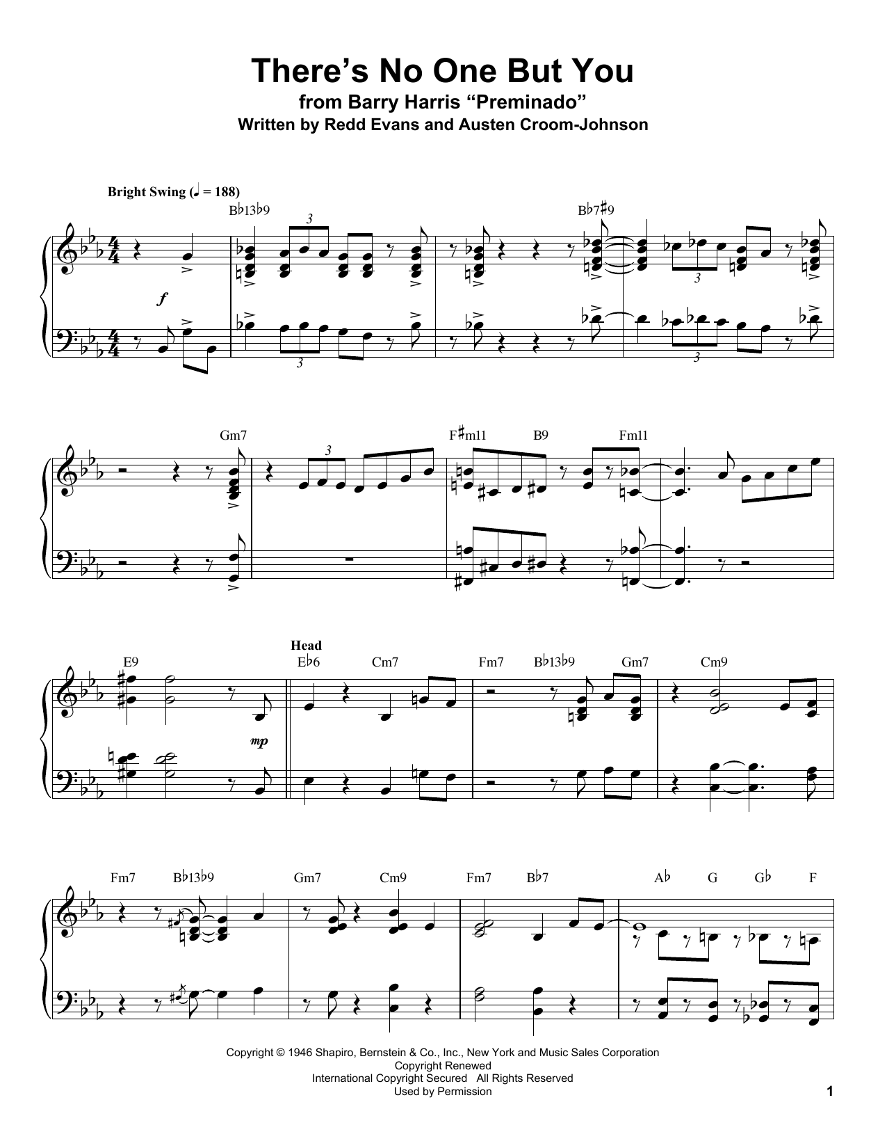 Redd Evans There's No One But You Sheet Music Notes & Chords for Piano Transcription - Download or Print PDF