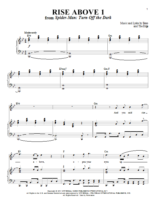 Reeve Carney Rise Above 1 Sheet Music Notes & Chords for Piano & Vocal - Download or Print PDF