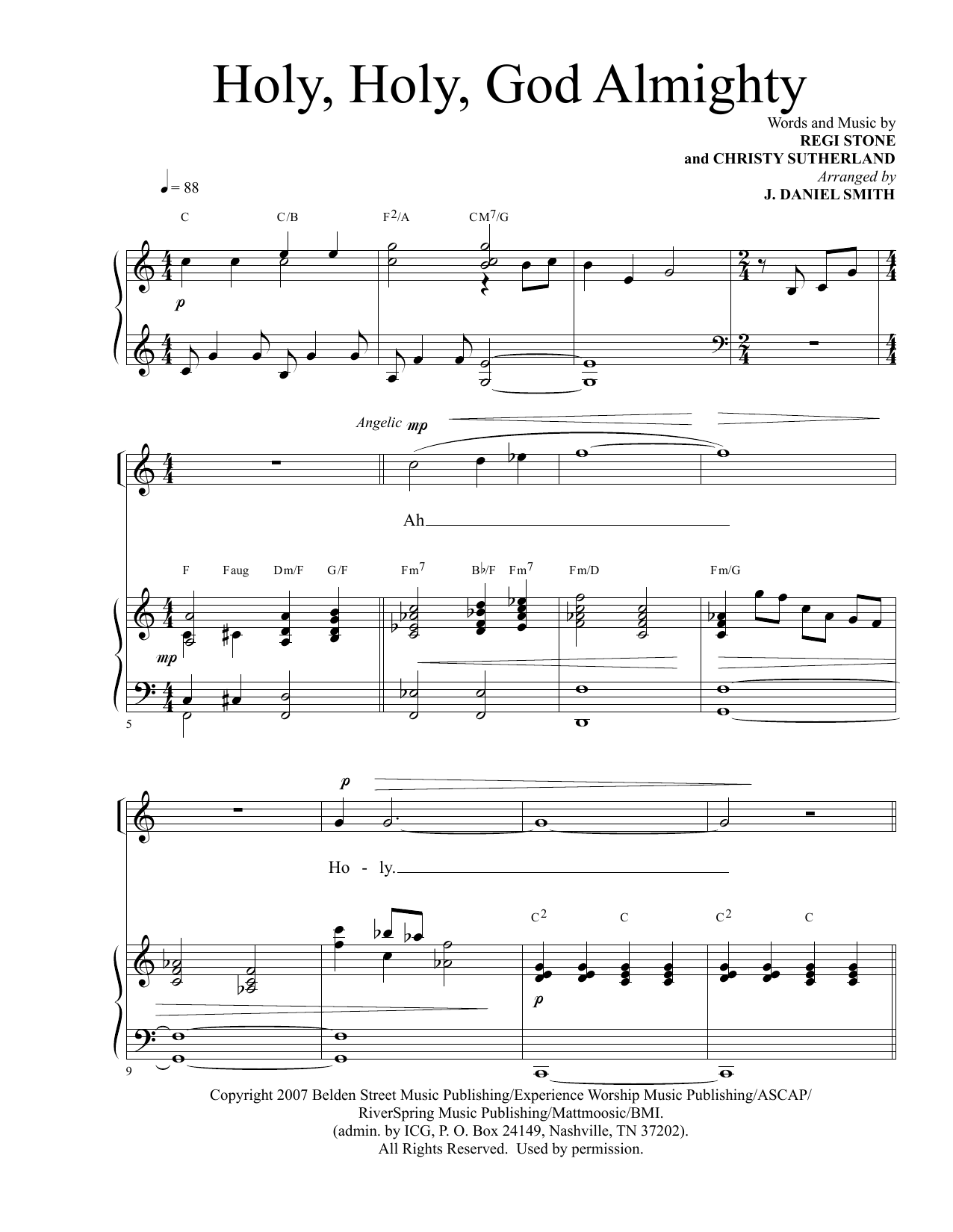 Regi Stone and Christy Sutherland Holy, Holy God Almighty (arr. J. Daniel Smith) Sheet Music Notes & Chords for Piano & Vocal - Download or Print PDF