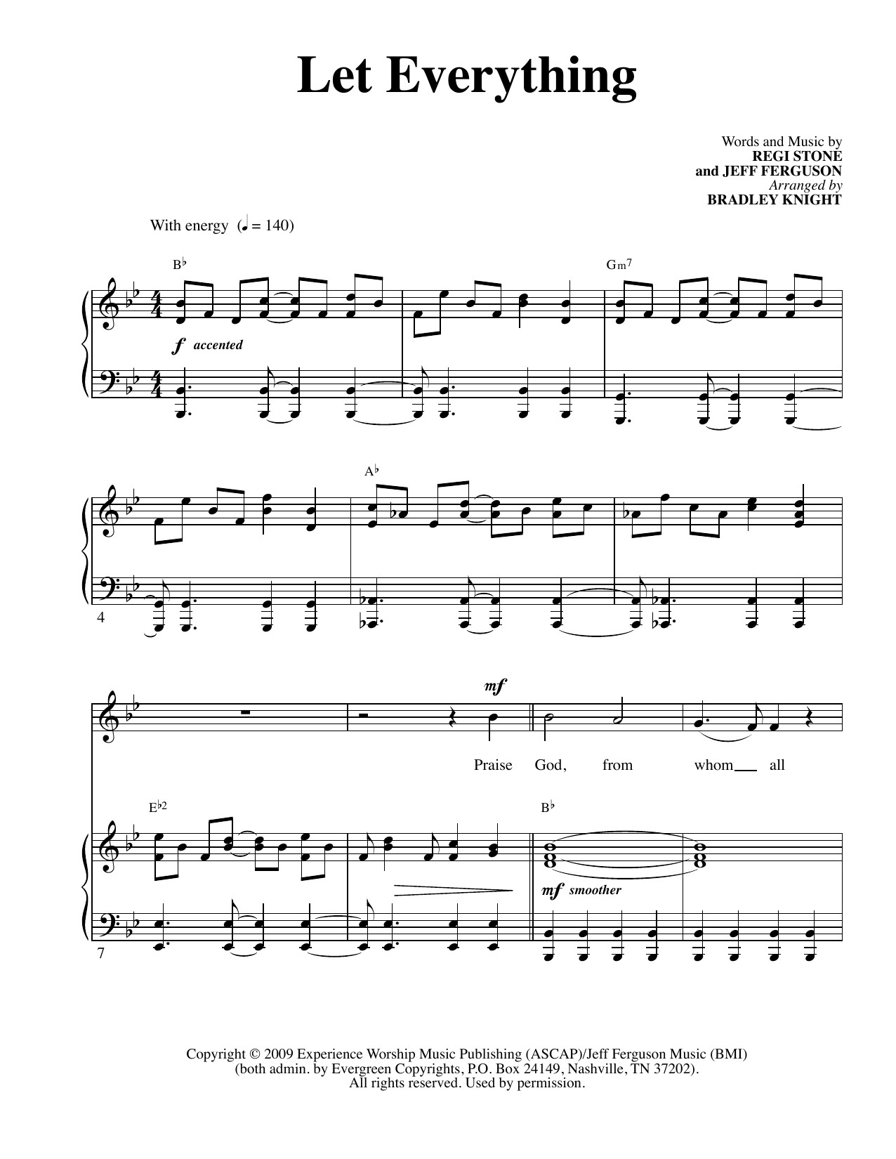 Regi Stone and Jeff Ferguson Let Everything (arr. Bradley Knight) Sheet Music Notes & Chords for Piano & Vocal - Download or Print PDF