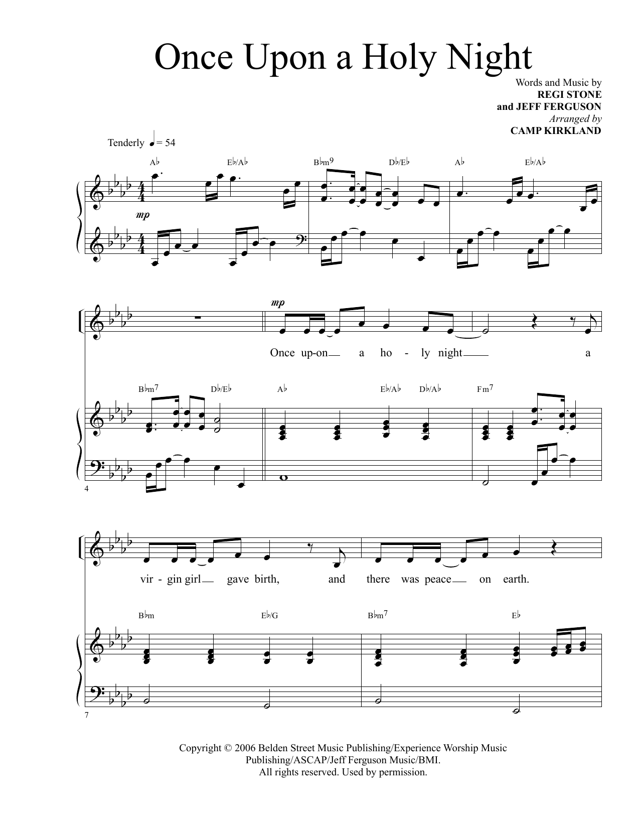 Regi Stone and Jeff Ferguson Once Upon A Holy Night (arr. Camp Kirkland) Sheet Music Notes & Chords for SATB Choir - Download or Print PDF