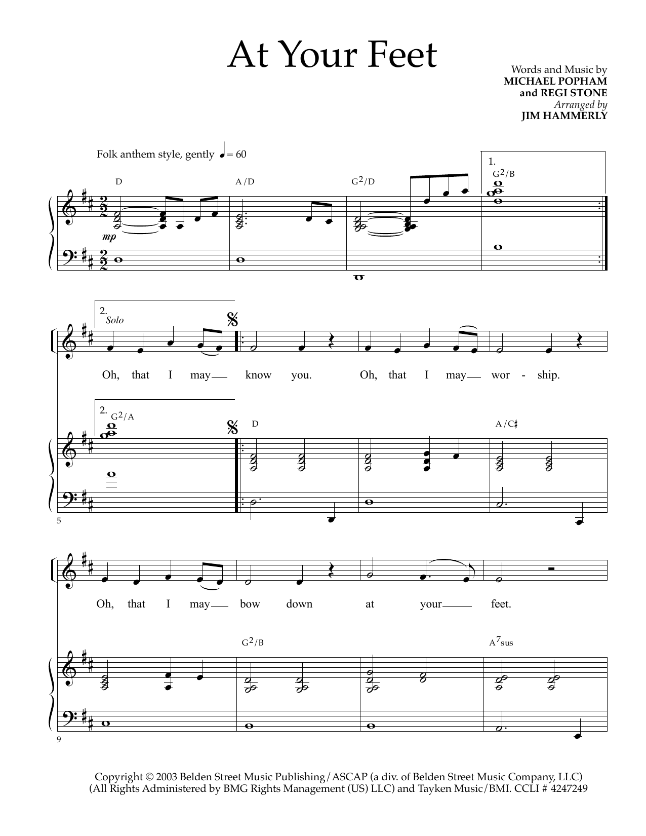 Regi Stone At Your Feet Sheet Music Notes & Chords for Piano & Vocal - Download or Print PDF