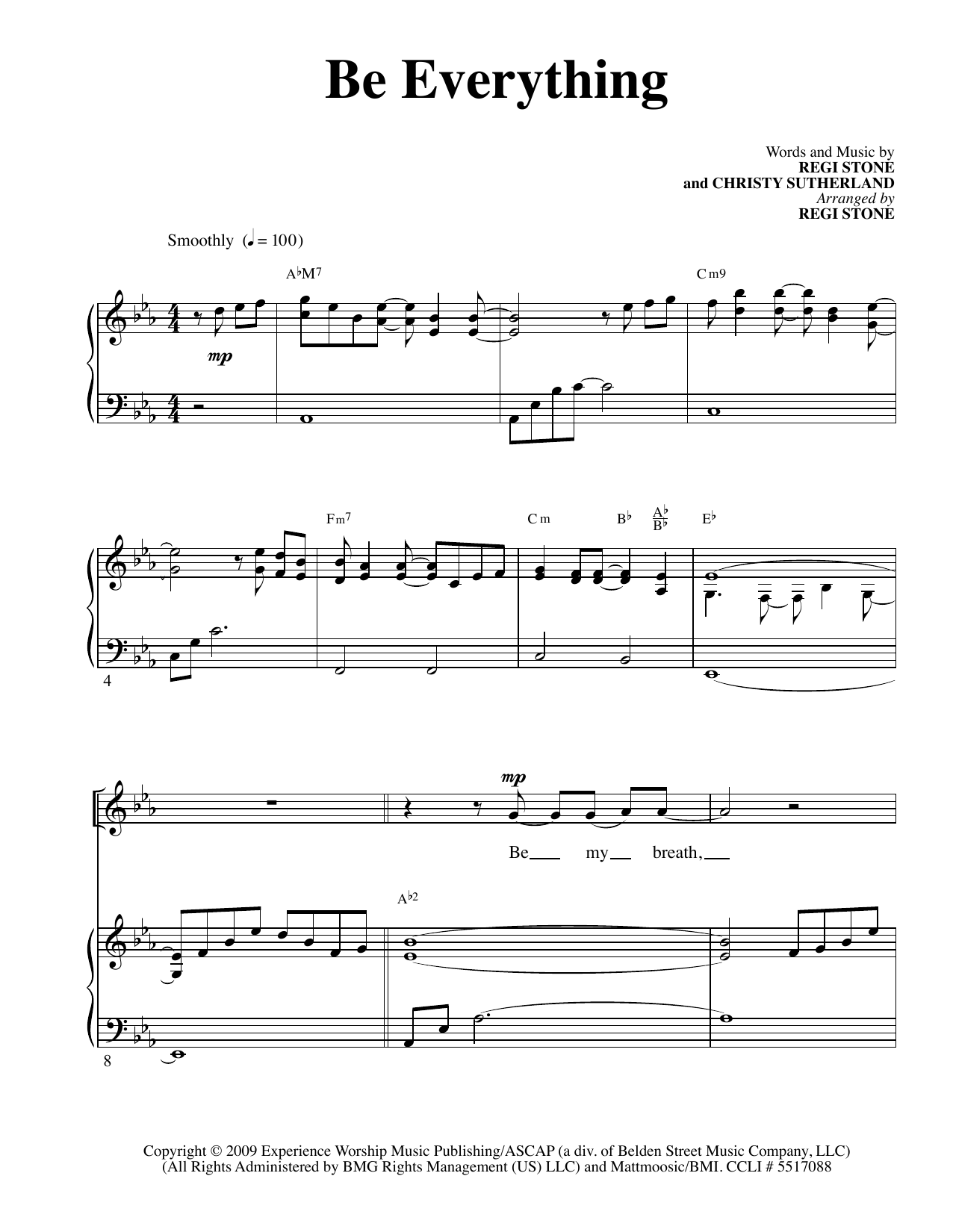 Regi Stone Be Everything Sheet Music Notes & Chords for Piano & Vocal - Download or Print PDF
