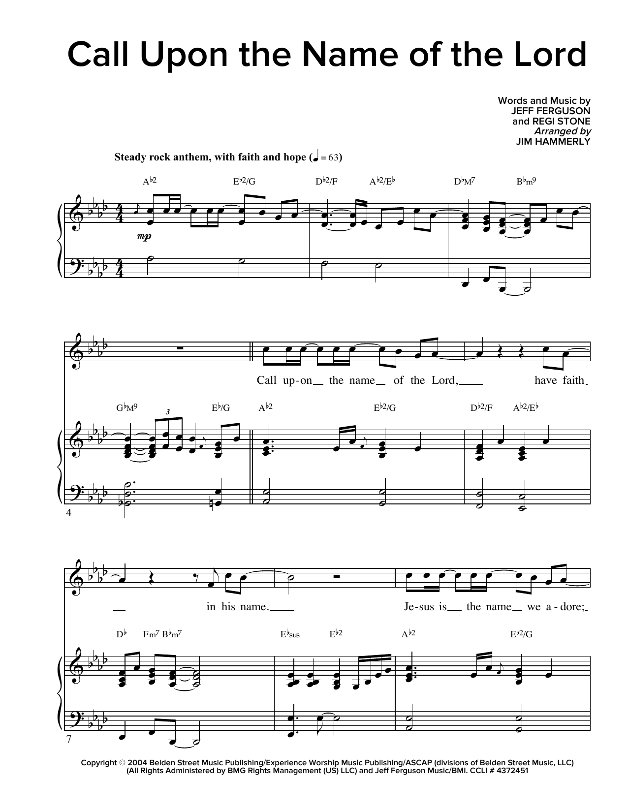 Regi Stone Call Upon The Name Of The Lord Sheet Music Notes & Chords for Piano & Vocal - Download or Print PDF
