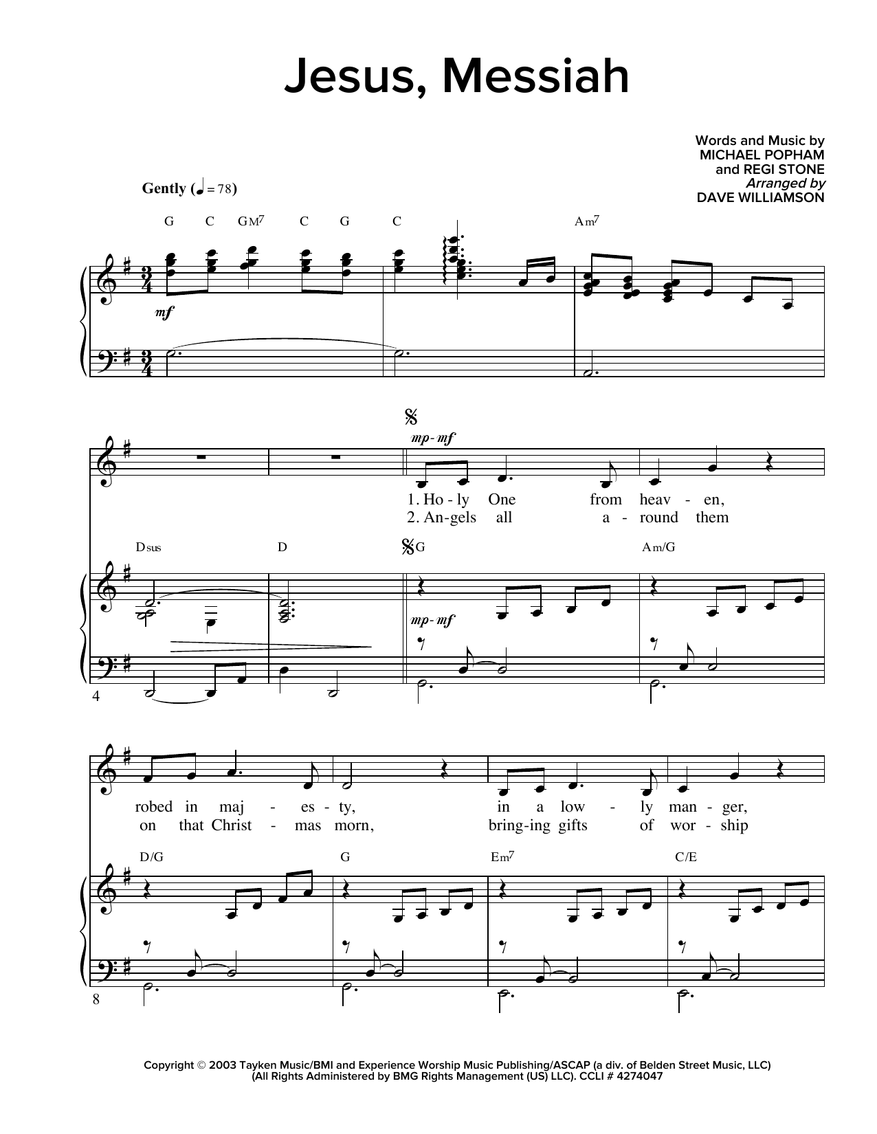 Regi Stone Jesus, Messiah (arr. Dave Williamson) Sheet Music Notes & Chords for SATB - Download or Print PDF