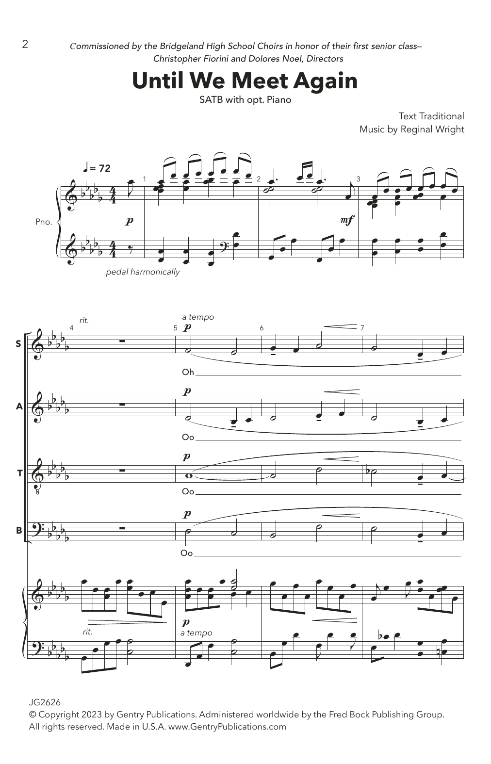 Reginal Wright Until We Meet Again Sheet Music Notes & Chords for SATB Choir - Download or Print PDF