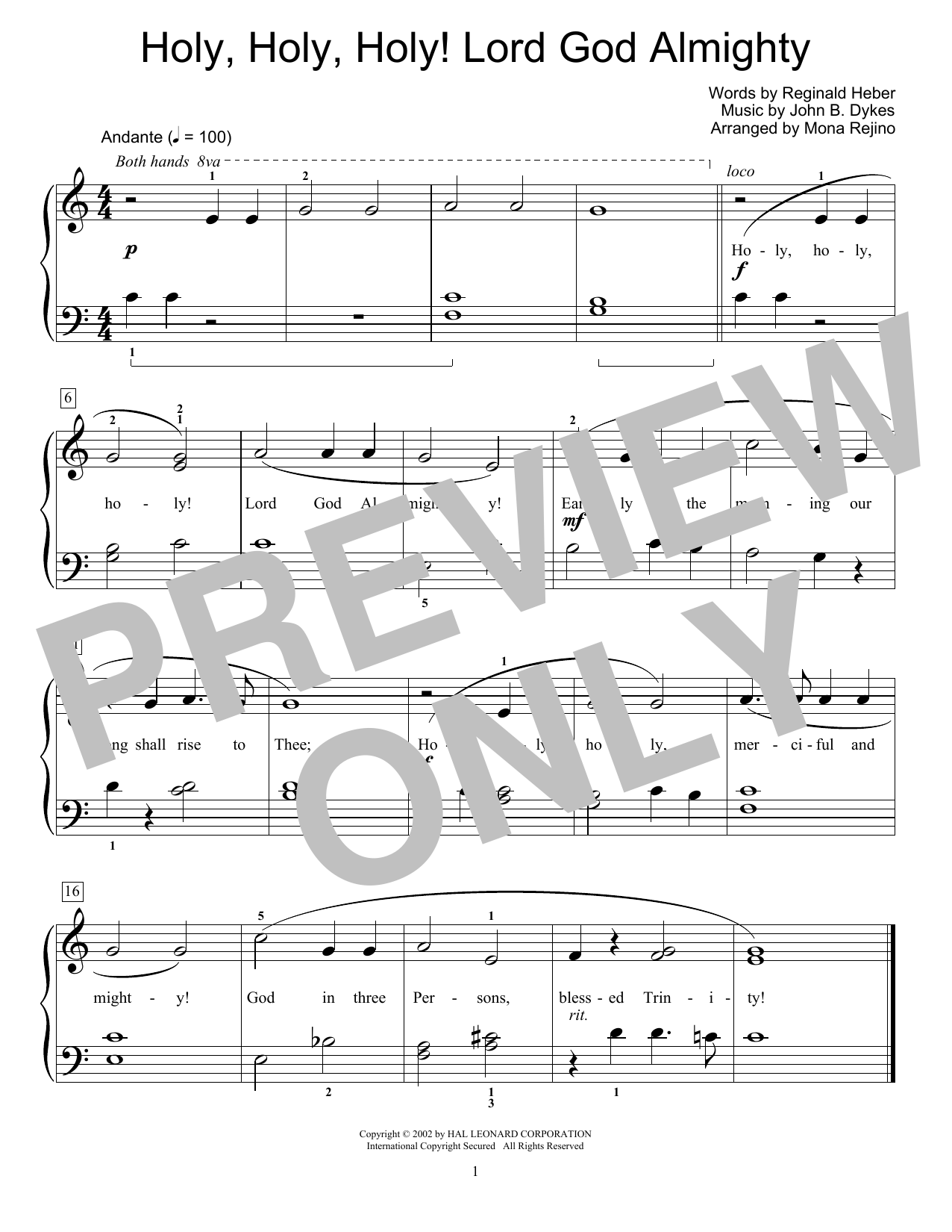 Fred Kern Holy, Holy, Holy! Lord God Almighty Sheet Music Notes & Chords for Educational Piano - Download or Print PDF