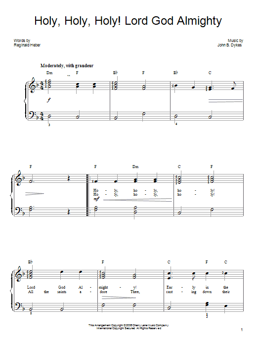 Reginald Heber Holy, Holy, Holy! Lord God Almighty Sheet Music Notes & Chords for Guitar Tab - Download or Print PDF