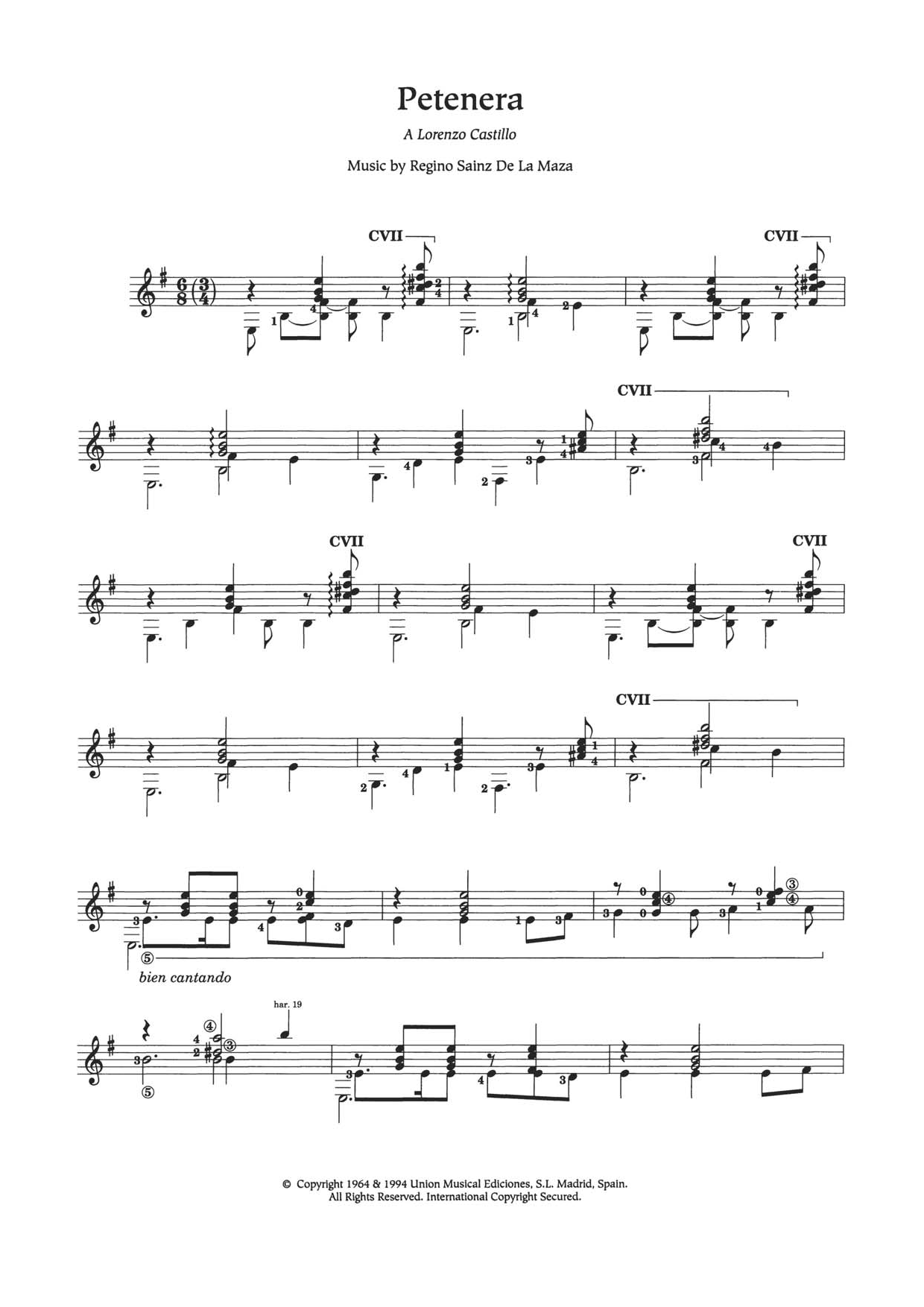 Regino Sainz De La Maza Petenera Sheet Music Notes & Chords for Guitar - Download or Print PDF