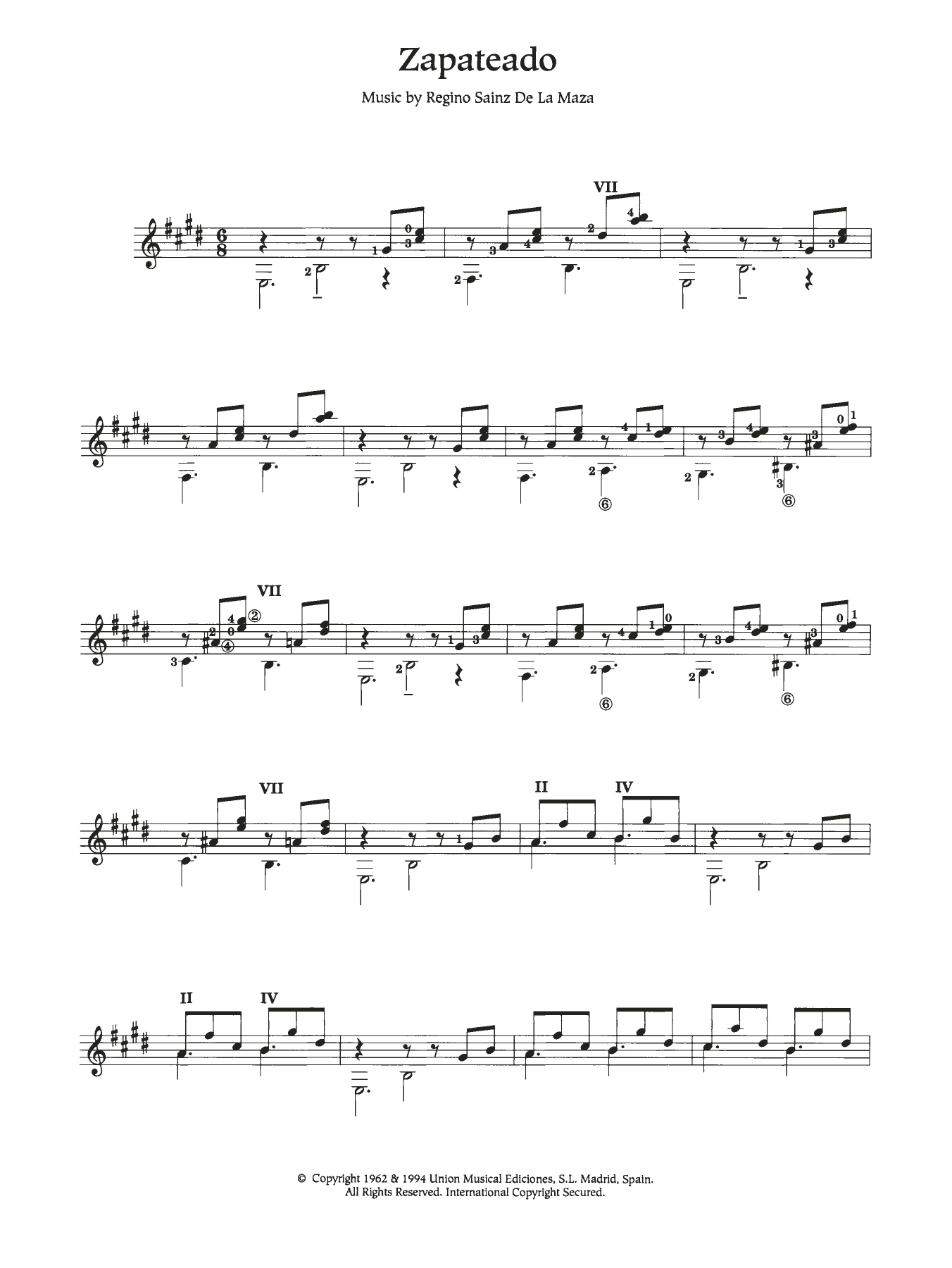 Regino Sainz De La Maza Zapateado Sheet Music Notes & Chords for Guitar - Download or Print PDF