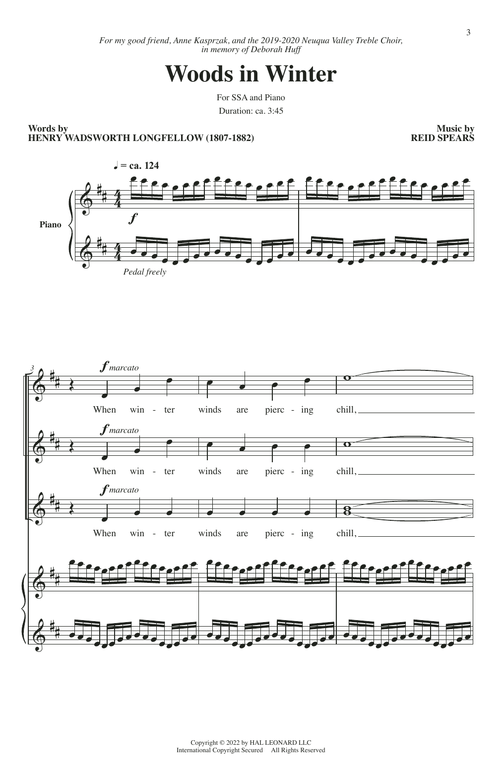 Reid Spears Woods In Winter Sheet Music Notes & Chords for SSA Choir - Download or Print PDF