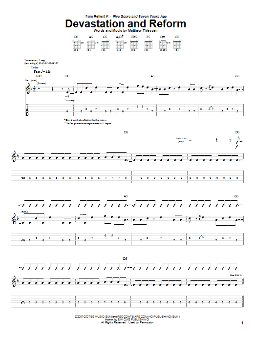 Relient K Devastation And Reform Sheet Music Notes & Chords for Guitar Tab - Download or Print PDF Relient K Devastation And Reform Sheet Music Notes & Chords for Guitar Tab - Download or Print PDF