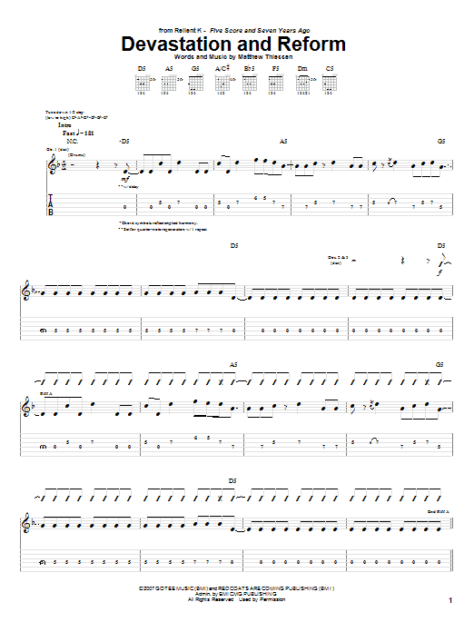 Relient K Devastation And Reform Sheet Music Notes & Chords for Guitar Tab - Download or Print PDF