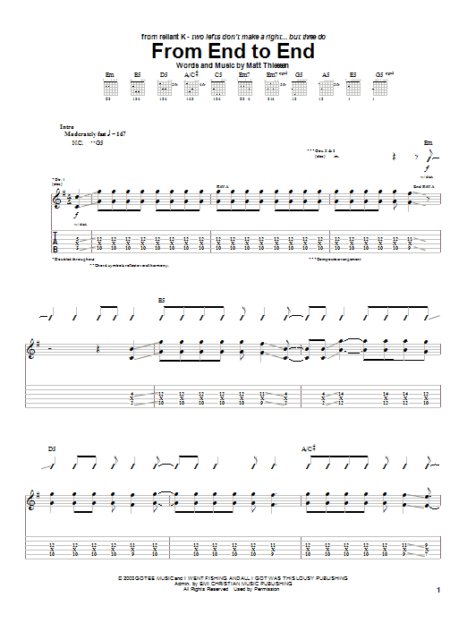 Relient K From End To End Sheet Music Notes & Chords for Guitar Tab - Download or Print PDF Relient K From End To End Sheet Music Notes & Chords for Guitar Tab - Download or Print PDF