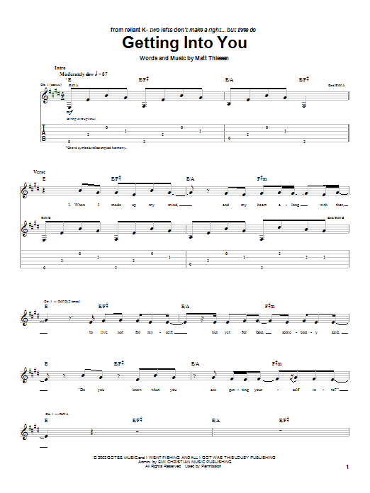 Relient K Getting Into You Sheet Music Notes & Chords for Guitar Tab - Download or Print PDF Relient K Getting Into You Sheet Music Notes & Chords for Guitar Tab - Download or Print PDF