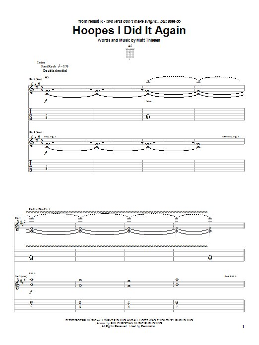 Relient K Hoopes I Did It Again Sheet Music Notes & Chords for Guitar Tab - Download or Print PDF Relient K Hoopes I Did It Again Sheet Music Notes & Chords for Guitar Tab - Download or Print PDF