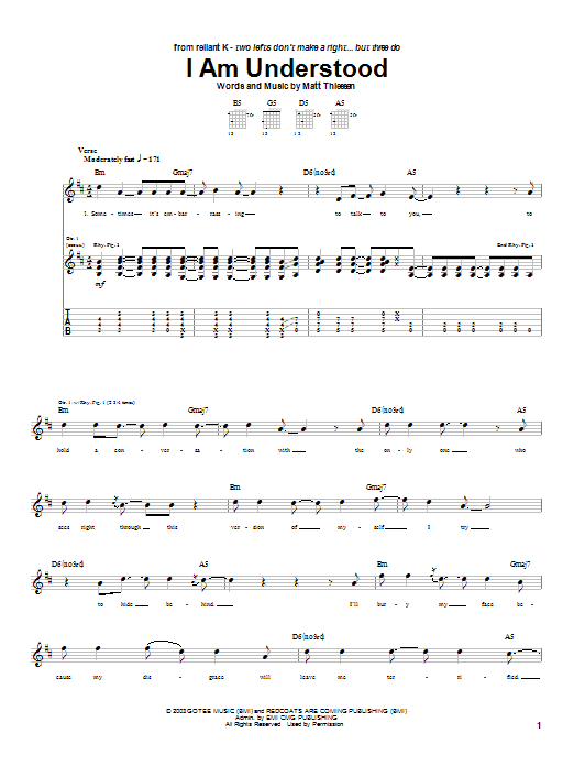 Relient K I Am Understood Sheet Music Notes & Chords for Guitar Tab - Download or Print PDF Relient K I Am Understood Sheet Music Notes & Chords for Guitar Tab - Download or Print PDF