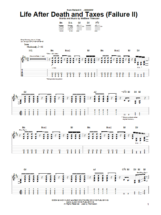 Relient K Life After Death And Taxes (Failure II) Sheet Music Notes & Chords for Guitar Tab - Download or Print PDF Relient K Life After Death And Taxes (Failure II) Sheet Music Notes & Chords for Guitar Tab - Download or Print PDF